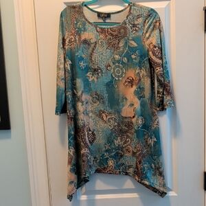 Laisse Women's Teal Paisley Tunic